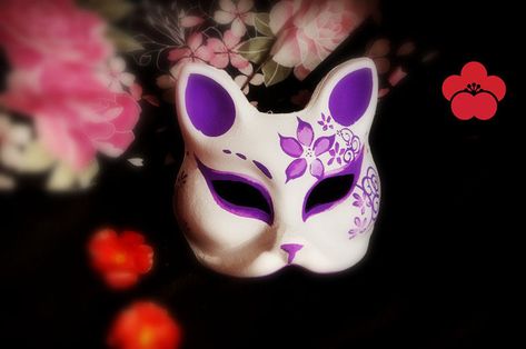 Fox Masks, Kabuki Mask, Japanese Fox Mask, Japanese Fox, Sakura Cosplay, Kitsune Mask, Halloween Pink, Japanese Mask, Fox Spirit