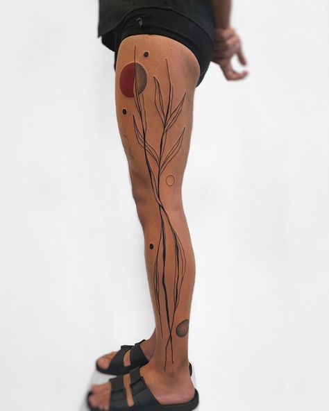 Leg Abstract Tattoo, Freehand Abstract Tattoo, Line Tattoos Leg, Leg Line Tattoo, Abstract Leg Tattoo, Line Sleeve Tattoo, Line Tattoo Arm, Connecting Tattoos, Lines Tattoo