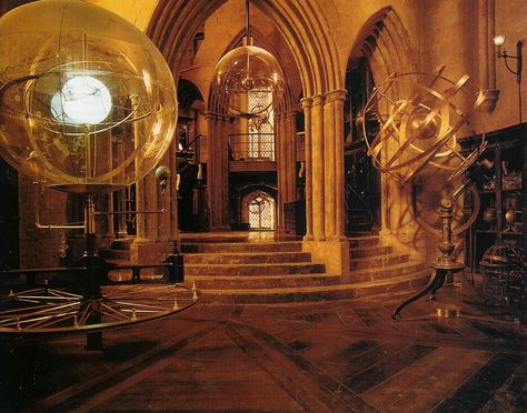 hogwarts castle interior | Greetings from Hogwarts | the modern day atelier Astronomy Classroom, Hogwarts Interior, Astronomy Design, Hufflepuff Aesthetic, Harry Potter Set, Armillary Sphere, Castles Interior, Hogwarts Castle, Hogwarts Aesthetic