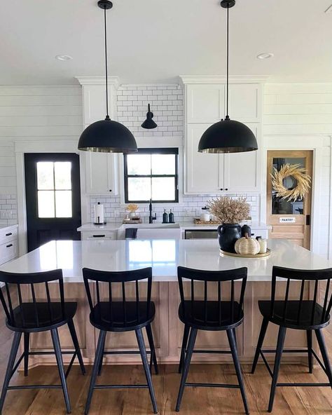 Medium Farmhouse, Farmhouse Layout, Lights Over Kitchen Island, Dome Pendant Light, Kitchen Island Dining Room, Island Dining Room, Modern Bowl, Dome Pendant Lighting, Bowl Pendant