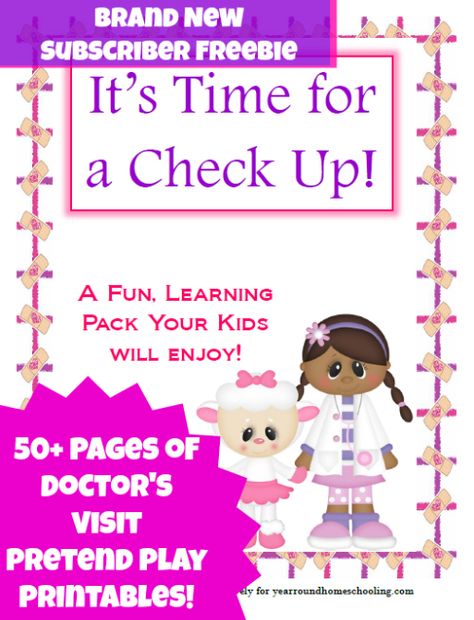 Free Doctor's Visit Pretend Play Packet - http://www.yearroundhomeschooling.com/free-doctors-visit-pretend-play-packet/ #Doctor #CheckUp #Pretend Elementary Printables, Pretend Play Printables, Play Printables, Community Helpers Unit, Homeschool Routine, Toddler Stuff, Dramatic Play Centers, Doctors Day, Activities For Girls