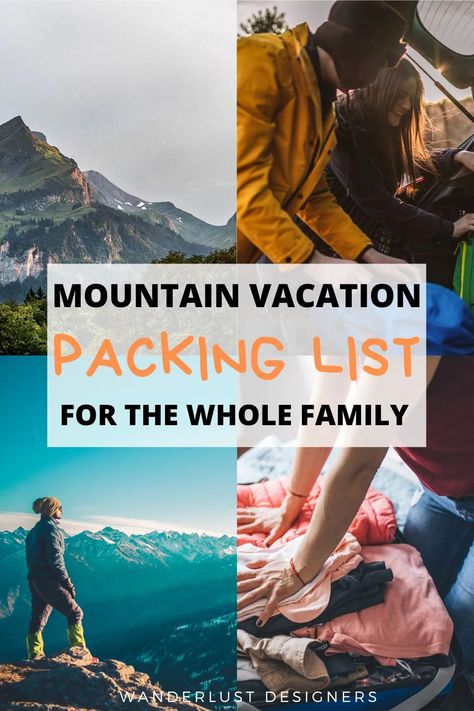 Mountain vacation packing list | Are you packing for a mountain vacation with a bit of hiking thrown in? Well, this packing list for a mountain vacation will make it easier to prepare! | mountain vacation packing list kids | summer mountain vacation packing list | family mountain vacation packing list Mountain Vacation Packing List, Summer Mountain Vacation, Winter Vacation Packing, Packing List Kids, Weekend Packing List, Vacation List, Weekend Packing, Vacation With Kids, Vacation Packing List