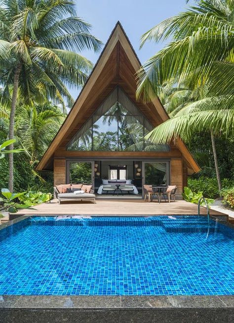 St Regis Maldives, Resort Plan, Tropical House Design, Aesthetic Interior Design, Small Villa, Bali House, Rest House, Resort Design, Garden Villa