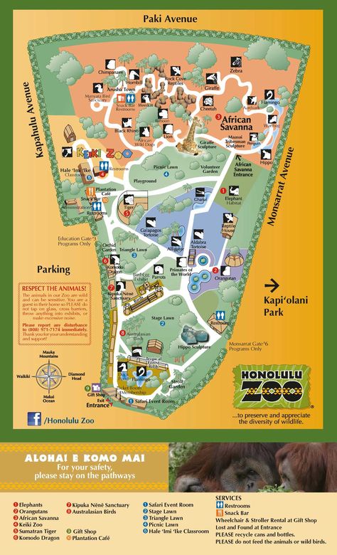 The Honolulu Zoo Oahu Hawaii Secrets, Things To Do In Honolulu, Visiting Honolulu, Hawaii Snorkeling, Zoo Map, Honolulu Zoo, Zoo Architecture, Zoo Ideas, Wedding Venues Hawaii