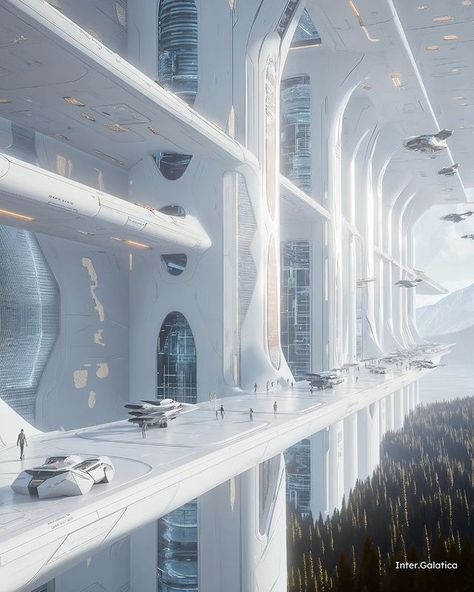 Fred Roma (@inter.galatica) • Photos et vidéos Instagram White Futuristic City, Futuristic World Aesthetic, White Cyberpunk, Futuristic Hospital, Neo Futurism, White Facade, Scifi Artwork, Future Technology Concept, Future Aesthetic