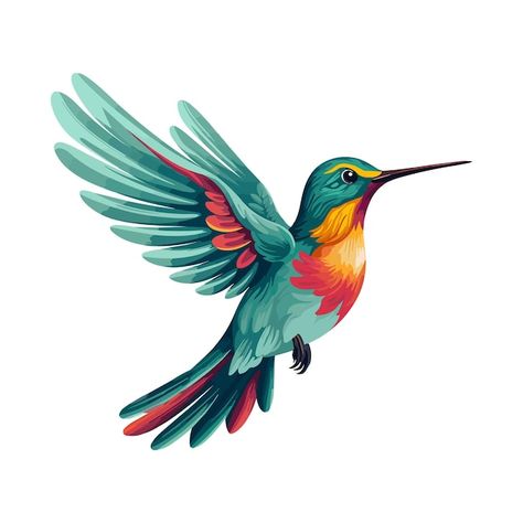 Vector ilustración vectorial de un colib... | Premium Vector #Freepik #vector #colibri #colibri-dibujo #pluma #flying-bird Beautiful Bird Drawing, Colorful Animal Drawings, Bird Drawing Color, Hummingbird Art Drawing, Flying Bird Drawing, Animal Vector Illustration, Hummingbird Illustration, Hummingbird Drawing, Birds In Nature