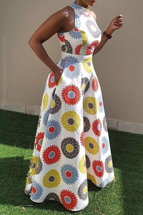 Sukienki Maksi, Long African Dresses, Color Block Maxi Dress, African Dresses Modern, African Wear Dresses, Afrikaanse Mode, Gaun Fashion, African Maxi Dresses, African Outfits