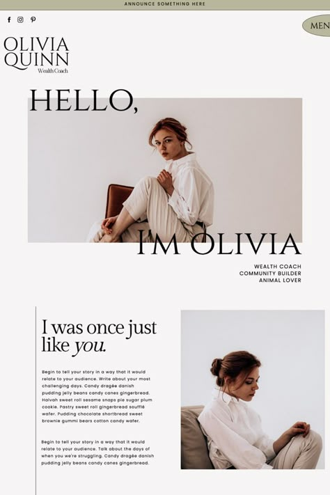 Editorial Website, Feminine Web Design, Feminine Website Design, Minimal Website Design, Cv Inspiration, Feminine Website, Logo Design Agency, Website Design Inspiration Layout, Business Fonts