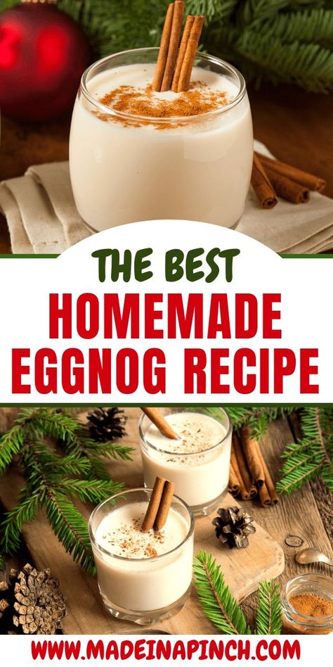 Classic Eggnog Recipe, Alcoholic Eggnog, Eggnog Drinks, Eggnog Recipe Homemade, Classic Eggnog, Creamy Eggnog, Christmas Eggnog, Easy Eggnog, Homemade Eggnog