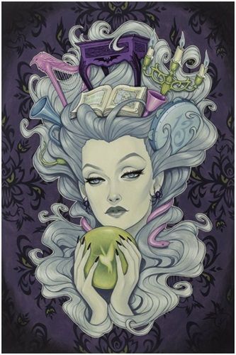 Leota's Incantations by Glenn Arthur Editioned artwork | Art Collectorz Glen Arthur, Zombie Life, Trippy Designs, Haunted Mansion, Star Wars Art, Affordable Art, Tim Burton, Disney Art, Dark Art