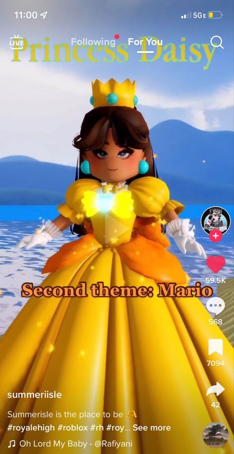 Flower Power Outfits Royale High, Princess Peach Royale High, Royale High Princess Peach, Royal High Flower Power, Goddess Of Triumph Set Royale High, Genshin Impact In Royale High, Daisy Costume, Mario And Princess Peach, Princess Daisy