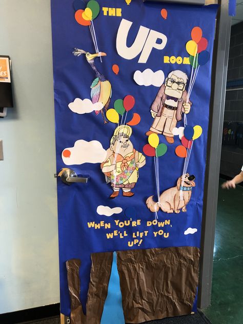 Up Movie Classroom Theme, Up Theme Classroom, Up Classroom Theme, Disney Door Decorations Classroom, Classroom Decor Diy, Movie Classroom, Daycare Business, Disney Duos, Office Halloween Decorations