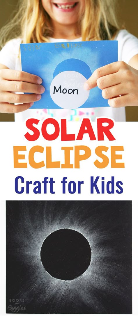 Solar Eclipse Craft for Kids Solar Eclipse For Kids Activities, Eclips Crafts For Kids, Solar Eclipse Projects For Preschool, Solar Eclipse 1st Grade Activities, Eclipse Lesson Preschool, Eclipse Ideas Preschool, Solar Eclipse Crafts For Toddlers, Solar Eclipse Arts And Crafts, Eclipse Craft Ideas