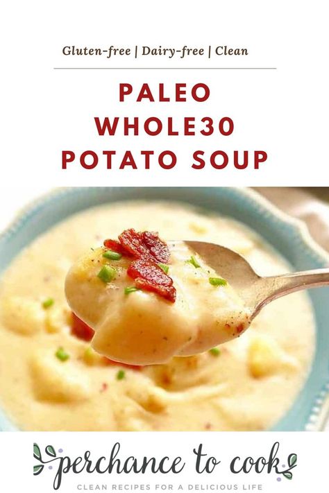 Creamy Potato Soup Recipe, Soup Paleo, Potato Bacon Soup, Potato Bacon, Clean Foods, Paleo Soup, Bacon Soup, Creamy Potato Soup, Paleo Food