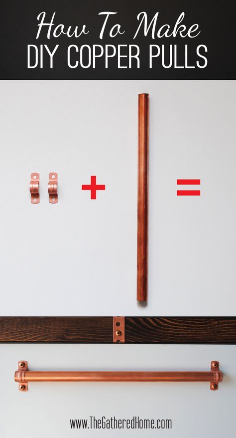 The Gathered Home: How to Make a DIY Ikea Hack Desk with Plank Top & Copper Pulls Rustic Workspace, Ikea Desk Hack, Copper Pipes, Diy Copper, Copper Diy, Diy Ikea Hacks, Ikea Cabinets, Plumbing Pipe, Copper Pipe