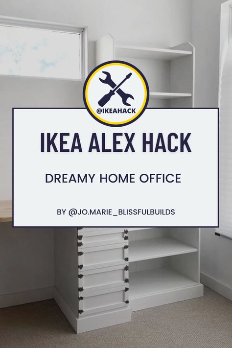 Ikea Alex Hack, Alex Desk, Alex Drawers, Office Transformation, Ikea Built In, Ikea Alex Drawers, Desk Hacks, Alex Drawer, Ikea Alex