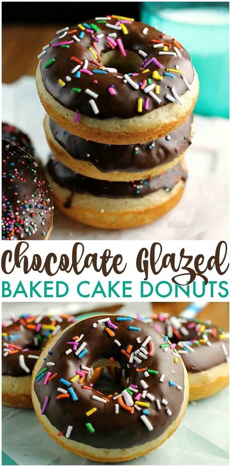 Cake Donuts Baked, Doughnut Pan, Baked Cake, Baked Doughnuts, Baked Donut Recipes, Homemade Donuts, Doughnut Recipe, Delicious Donuts, Baked Donuts