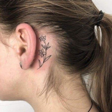 Ear References, Least Painful Tattoo, Sis Tattoo, Places To Get Tattoos, Behind Ear Tattoos, Bolt Tattoo, Ear Tattoos, Palm Tattoos, Cool Tattoo