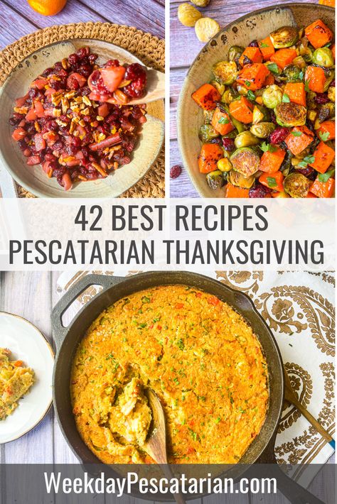 Thanksgiving Pescatarian Recipes, Pescatarian Dinner Party, Pescatarian Fall Recipes, Fish Thanksgiving Recipes, Pescatarian Christmas Recipes, Pescatarian Appetizers Parties, Thanksgiving Fish Recipes, Thanksgiving Pescatarian, Pescatarian Thanksgiving Recipes