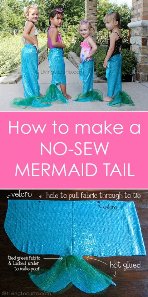 How to Make a No Sew Mermaid Tails for a Mermaid Party. Easy DIY idea for party favors and Little Mermaid girls. Living Locurto craft tutorial. Diy Mermaid Tail, Halloween Party Craft, Girls Mermaid Tail, Mermaid Crafts, Mermaid Diy, Mermaid Parties, Little Mermaid Birthday, Mermaid Tails, Mermaid Theme