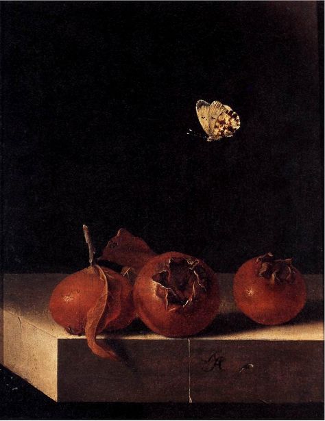 https://flic.kr/p/ah5Wse | Adriaen Coorte 'Still Life with Three Medlars and a Butterfly' c. 1696-1700 | Adriaen Coorte [Dutch Golden Age painter, ca.1660-1707] Adriaen Coorte’s collected works comprises more than 60 signed paintings, almost all of which are dated between 1683 and 1705. His manner of painting was highly refined, and his works small in scale. Initially Coorte painted more traditional subjects, such as vanitas still lifes, before concentrating on fruit, vegetables, nuts, and shell Adriaen Coorte, Spooky World, Dutch Still Life, Istoria Artei, Dutch Masters, Dutch Golden Age, Fruits Images, Dutch Painters, National Gallery Of Art