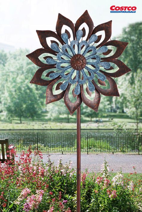 Two-Tone Wind Catcher Solar Wind Spinners, Kinetic Wind Spinners, Garden Wind Spinners, Metal Windmill, Metal Wind Spinners, Wind Sculptures, Outdoor Garden Decor, Kinetic Sculpture, Solar Wind