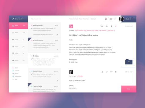Hello all! :) This shot is email client app. I've been working on this in the past few days, and would really like to know what you think, any comment, suggestion is very welcome! :) Take a look ... Web Application Ui, Email Layout, Elearning Design, Ui Design Dashboard, App Design Layout, Email Client, Ux Design Inspiration, Web Ui Design, App Design Inspiration