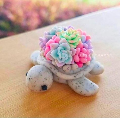 Kaktus Dan Sukulen, Clay Turtle, Crea Fimo, Cute Polymer Clay, Clay Animals, Cute Clay, Clay Figures, Polymer Clay Charms, Polymer Clay Ideas