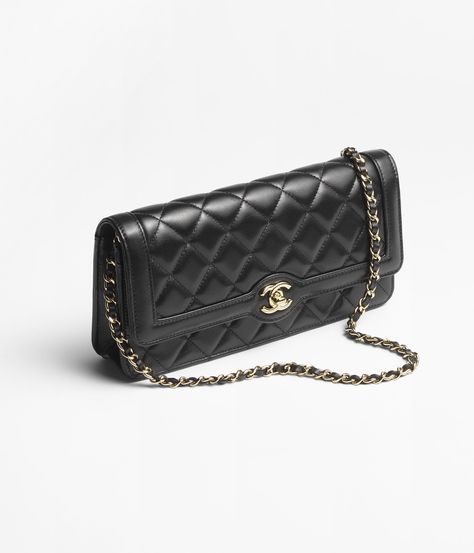 Clutch with chain - Lambskin & gold-tone metal, black — Fashion | CHANEL Chanel Clutch, Chanel Watch, Jewelry Advice, Eyewear Shop, Fashion Chanel, Chanel Collection, Chanel Couture, Chanel Official, Chanel Official Website