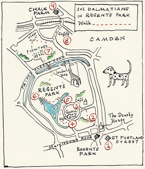 Hand Drawn Maps, Walking Map, San Myshuno, Map Projects, Hand Drawn Map, Drawn Map, Regents Park, Route Map, 101 Dalmatians