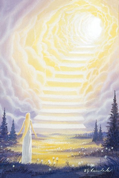 Stairs To Heaven, Spiritual Paintings, Spiritual Images, Heaven Art, Prophetic Art, Spiritual Artwork, Biblical Art, Stairway To Heaven, Angel Pictures