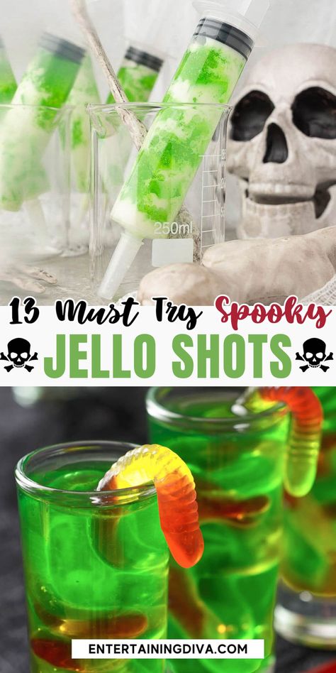 Fireball Jello Shots Halloween, Gummy Worm Jello Shots, Jameson Jello Shots, Hello Shots Halloween, Halloween Jelly Shots, Jell-o Shots Halloween, How To Make Jello Shots With Vodka, Halloween Hello Shots, Halloween Jello Shooters