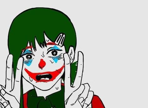 Kobeni Higashiyama from the anime Chainsaw Man (Csm) Kobeni Higashiyama, Anime Meme Face, Face Anime, Clown Makeup, Anime Meme, Chainsaw Man, Chainsaw, Anime Icons, Makeup