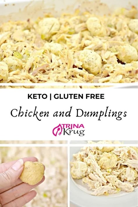 Keto Chicken and Dumplings Almond Flour Dumplings, Keto Chicken And Dumplings, Keto Comfort Food, Flour Dumplings, Dumpling Recipe, Keto Recipes Dinner, Low Carb Chicken, Keto Chicken, Gluten Free Chicken