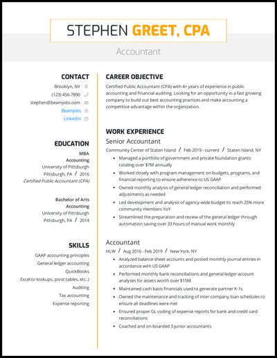 5 Accountant Resume Examples That Worked In 2021 Accounting Resume Examples, Career Objectives For Resume, Bookkeeping Training, Office Manager Resume, Accountant Resume, Accounting Degree, Resume Pdf, Resume No Experience, Resume Objective Examples