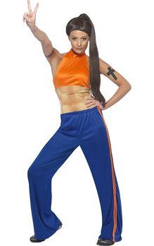 Sporty Spice Adult Costume                                                                                                                                                                                 Plus Sporty Spice Outfit, Spice Girls Fancy Dress, Sporty Spice Costume, Spice Girls Party, Spice Girls Costume, Sporty Spice Girl, Spice Outfit, Spice Girls Outfits, 90's Theme Party