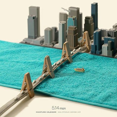 Tatsuya Tanaka, Miniature Calendar, Miniature Photography, Loch Ness Monster, Kumamoto, Tiny World, 3d Drawings, Wow Art, Miniature Crafts