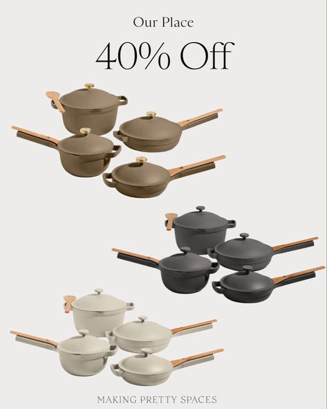 Aesthetic Pots And Pans, Pots And Pans Aesthetic, Aesthetic Pots, Neutral House, Brown Home Decor, Pots And Pans Sets, Our Place, Pan Set, Cookware Set