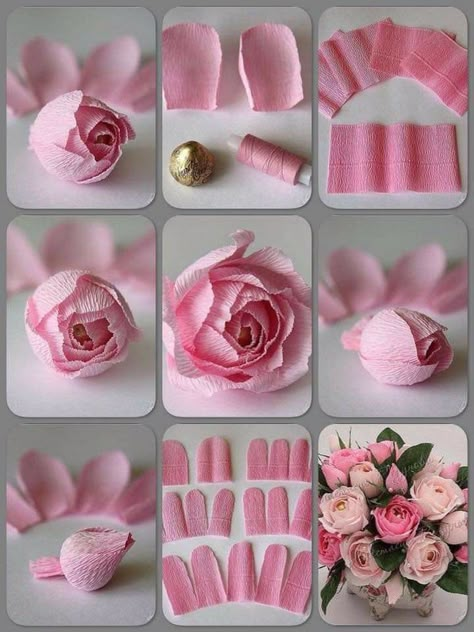 Crepe Paper Roses, Săpunuri Handmade, Diy Flores, Desain Quilling, Paper Flowers Wedding, Paper Flower Crafts, Handmade Flowers Fabric, Handmade Flowers Paper, Crepe Paper Flowers