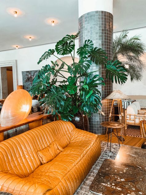 #monstera #monsteramonday #monsteradeliciosa #hoteldesign #hoteldecor #architecturedesign #hotelinteriors #hotelinteriordesign #hotels #plants #plantcare Proper Hotel, Terracotta Decor, Small Hotel, Pretty Decor, Grasscloth Wallpaper, Kelly Wearstler, Hospitality Design, Hotel Lobby, Hotel Design