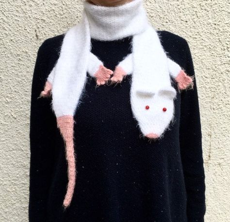 Beautiful warm animal scarf with a rat head, legs, eyes and tail. Fluffy white Chinese New Year's present is very soft. It is handmade of acrylic yarn. Handmade mouse wrap is not heavy. There are adult and children sizes of the animal scarf in our shop. So they can be used as mommy and me outfit for photo sets. All parts are crocheted, sewed firmly by hands and the whole scarf is combed. The lengh of soft animal cover is 56 inches, the width is 3 inches. I'm happy to customise, so you can choose Funny Crochet Scarf, Crochet Scarf Cute, Scary Swamp, Crochet Gift Ideas For Women, Rat Head, Witch Woman, Swamp Witch, Fancy Scarf, Animal Scarf