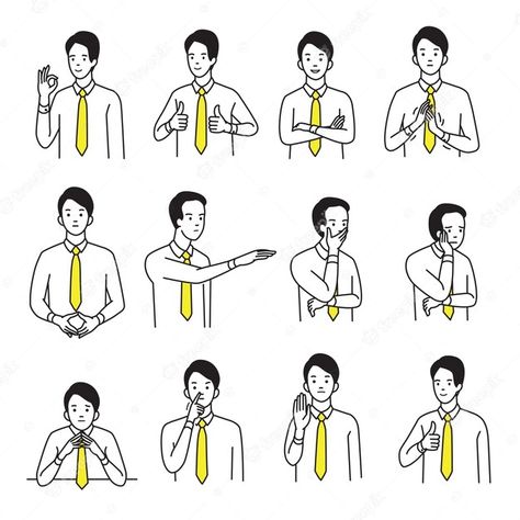 Premium Vector | Character portrait set of businessman with various hand sign body language and emotion expression. Emotion Expression, Reading Body Language, Vector Illustration Character, Body Language Signs, Character Portrait, Hand Sign, Vector Character, Body Language, Character Portraits