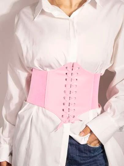 WishList | SHEIN Pink Corset Belt, Pink Corset, Corset Belt, Rose Lace, Vintage Glamour, Women Corset, Trendy Fashion Women, White Jeans, Peplum Top