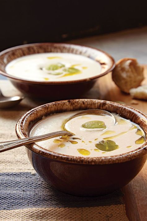 Almond and Garlic Soup (Ajo Blanco) Recipe | Saveur Holiday Soup Recipes, Almond Soup, Spanish Soup, Holiday Soups, Cold Soup Recipes, Bread Soup, Chilled Soup, Garlic Soup, Summer Soup