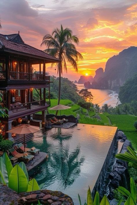 Thailand Vision Board, Thailand Travel Aesthetic, Voyage Aesthetic, Thailand Pics, Aesthetic Resort, Lugares Aesthetic, Thailand Resort, Rustic Resort, Nature Moodboard