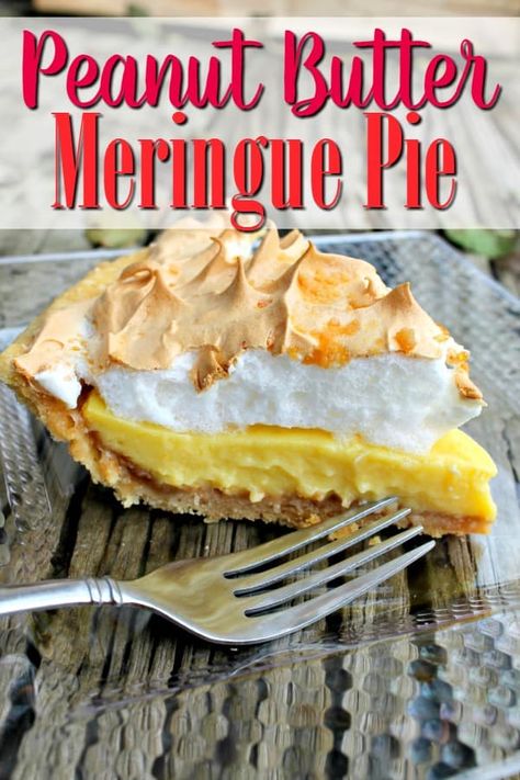 Easy Peanut Butter Meringue Pie Recipe Pb Pie, Homeschool Meals, Homemade Vanilla Pudding, Favorite Pie Recipes, Meringue Pie Recipes, Custard Recipe, Crunchy Peanut Butter, Easy Pie Recipes, Custard Recipes