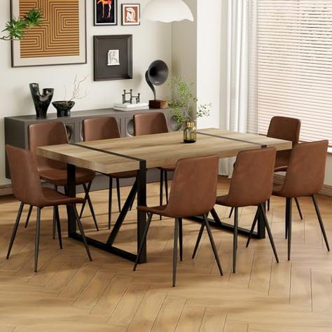 Rectangle Wood Table, Wood Dining Table And Chairs, 8 Person Dining Table, Dining Table Set For 6, Wood Dinner Table, Wood Rectangle Dining Table, Modern Kitchen Tables, Dining Table And Chairs, Kitchen Table Settings