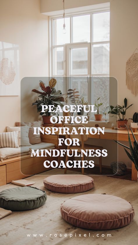 10 best home office decoration ideas for Mindfulness Coaches & Meditation Teachers Calm Therapy Office, Therapy Practice Interior, Zen Therapy Office, Coach Office Ideas, Relaxing Office Space Ideas, Counseling Office Furniture, Home Therapy Office, Therapy Room Design, Cozy Therapy Office