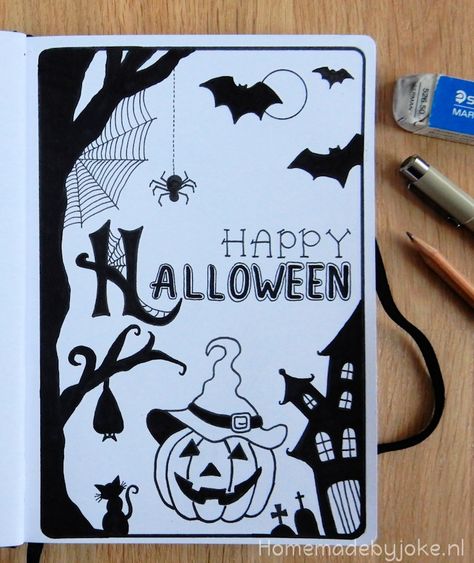 Bullet Journal Halloween, Bullet Journal October, Halloween Camping, Doodle Frame, Bullet Journal Paper, Bullet Planner, Diy Journal Books, Bullet Journal Diy, Bullet Journal Design Ideas