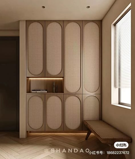 Rattan Wardrobe, Curtain Wall Decor, Office Cabin Design, Paris Interiors, Office Cabin, Residence Design, Panel 3d, Wardrobe Interior, 3d Tiles